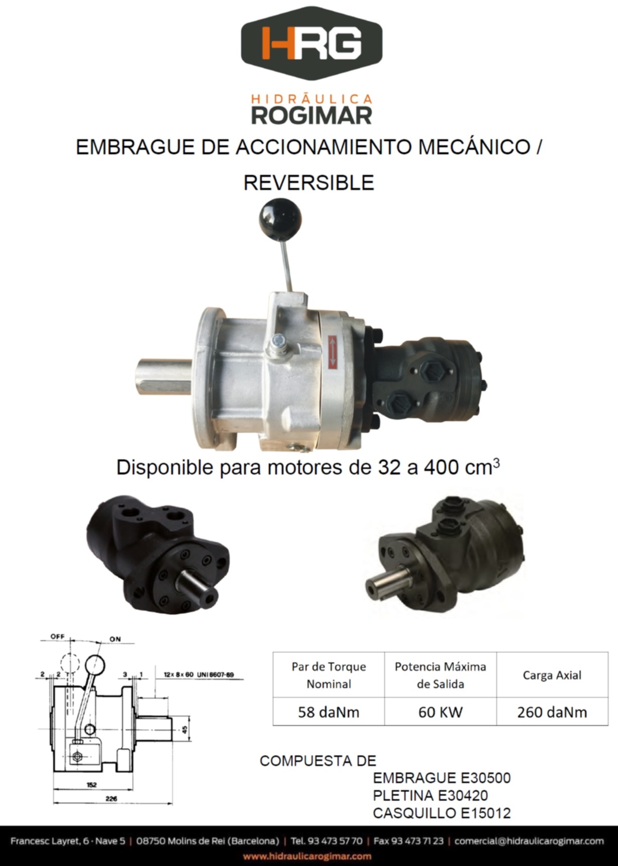 Motor Con Embrague Mecánico De Accionamiento Manual 3177